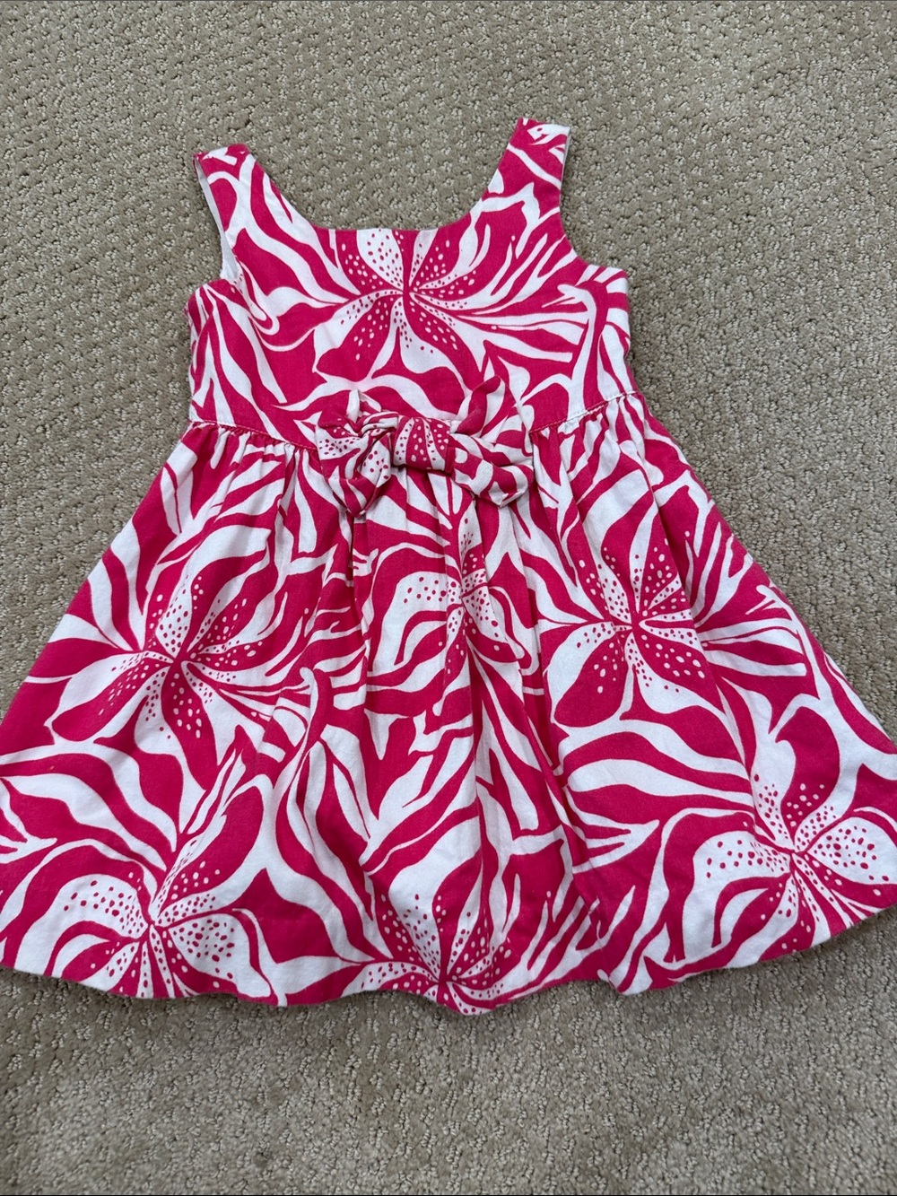 Lilly Pulitzer Pink and White Floral Tie-Waist Sundress